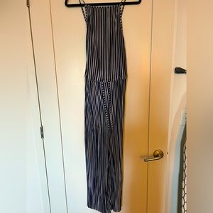 Zara Striped Blue Square Neck Jumpsuit